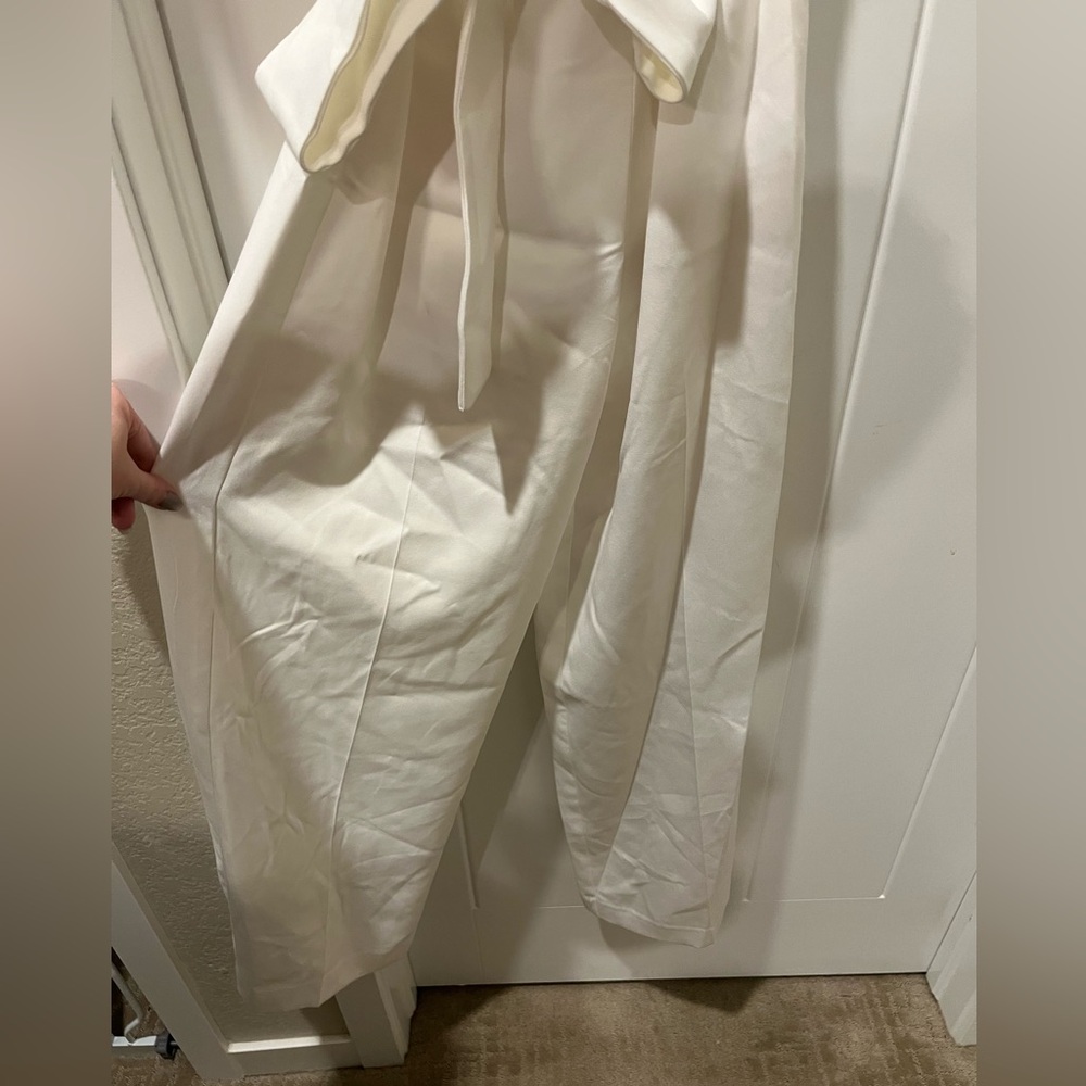 Ana Off-Shoulder Belted Jumpsuit in White - Picture 10 of 15